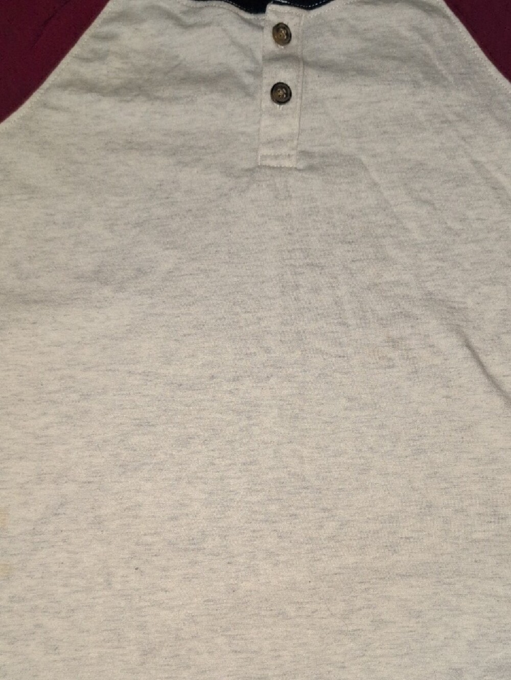 Carter's Cream Henley with Burgundy Raglan Sleeves - Picture 3 of 4